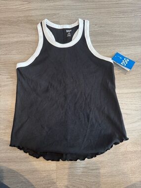 DSG Black Ribbed Tank with White Trim